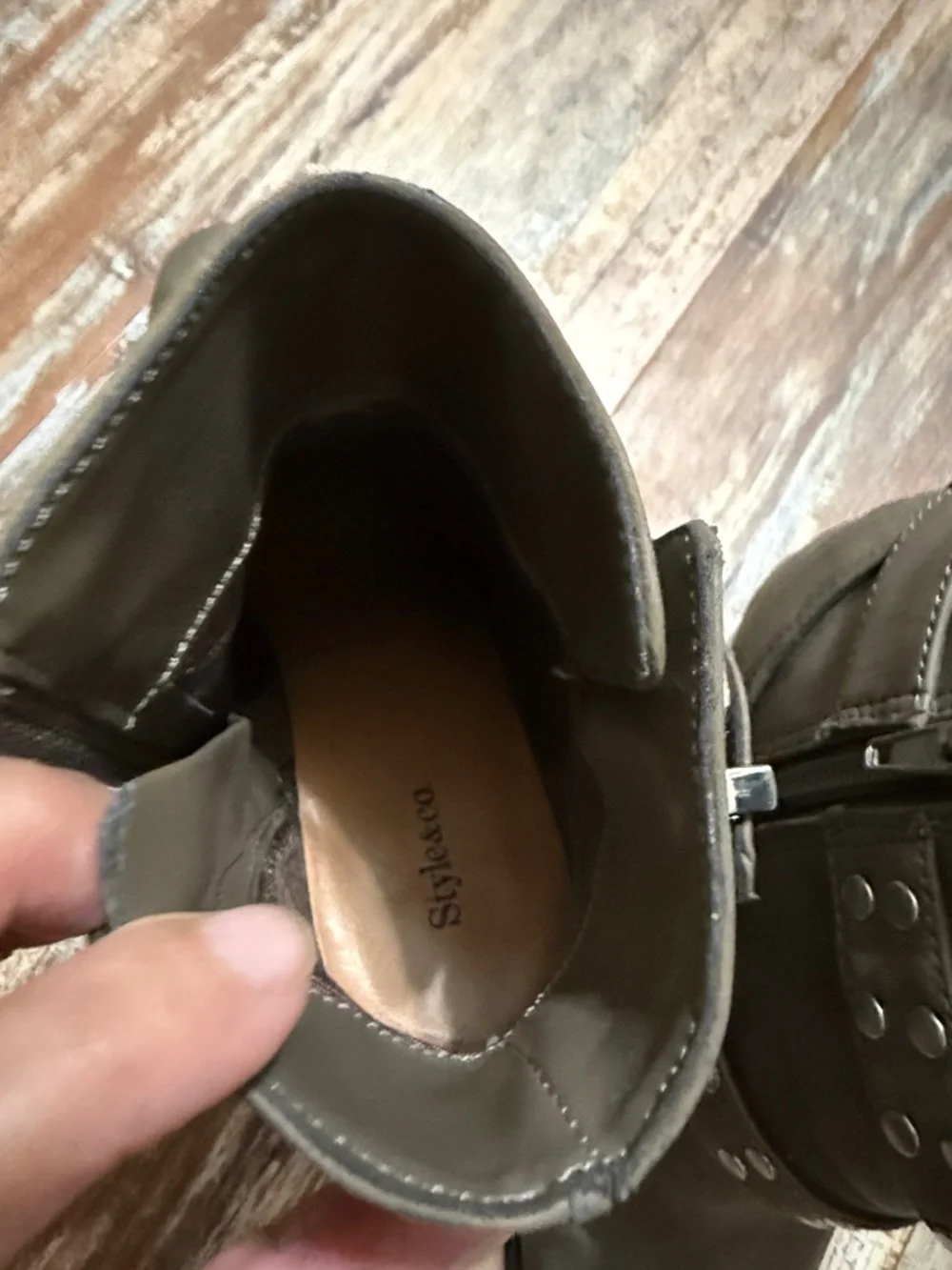Style & Co. Betzie Olive Studded Ankle Booties